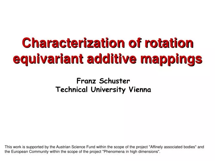 characterization of rotation equivariant additive mappings