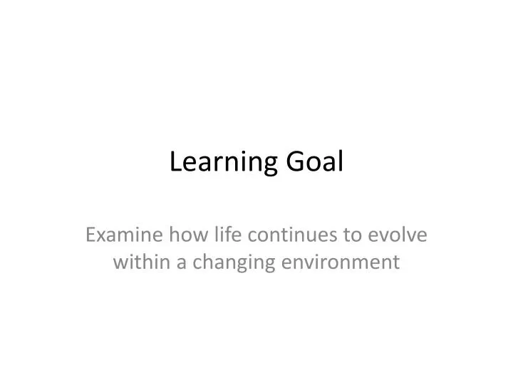 learning goal