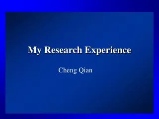 My Research Experience