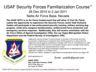 USAF Security Forces Familiarization Course *