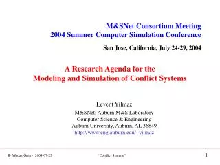 A Research Agenda for the Modeling and Simulation of Conflict Systems