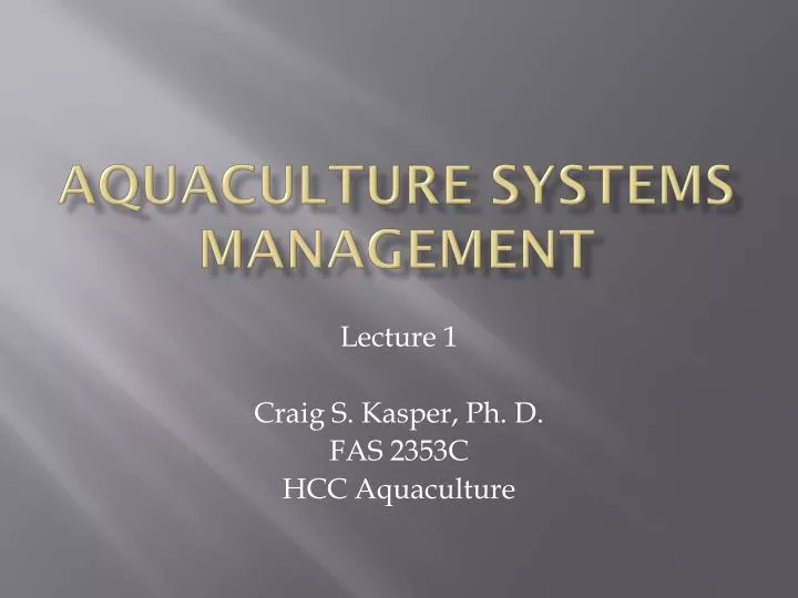 aquaculture systems management