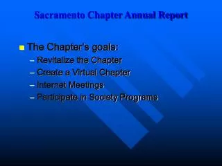 Sacramento Chapter Annual Report