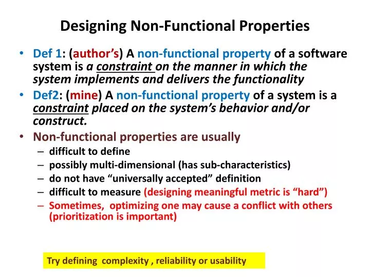 designing non functional properties