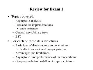 Review for Exam 1