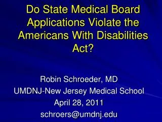 Do State Medical Board Applications Violate the Americans With Disabilities Act?