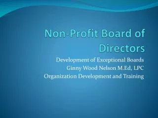 Non-Profit Board of Directors