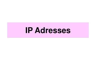 IP Adresses