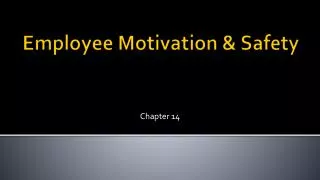 Employee Motivation &amp; Safety