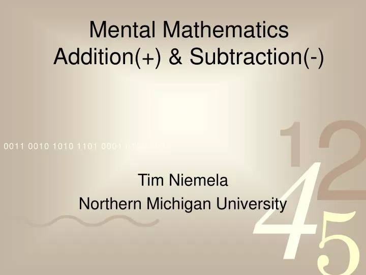 mental mathematics addition subtraction