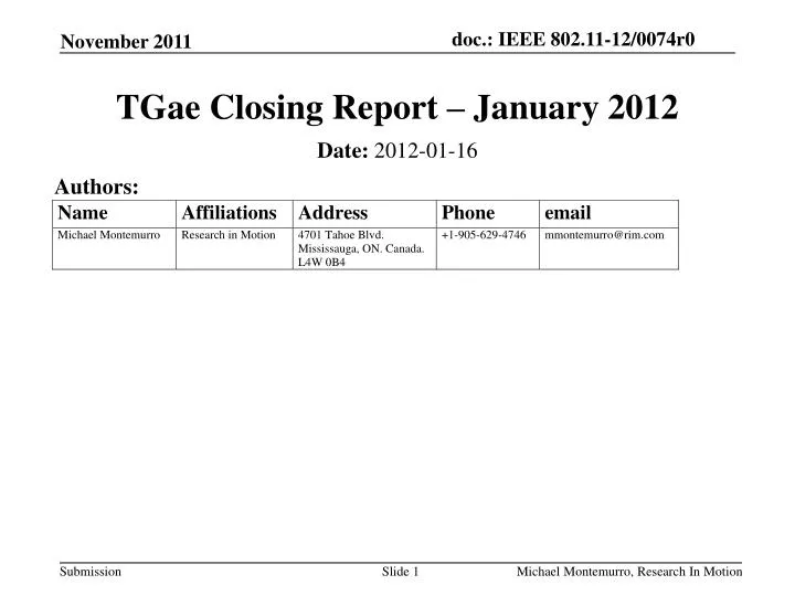 tgae closing report january 2012