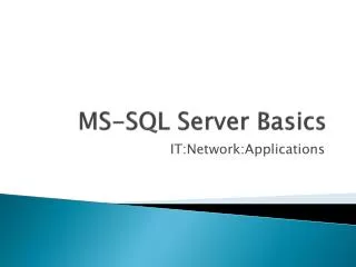 MS-SQL Server Basics