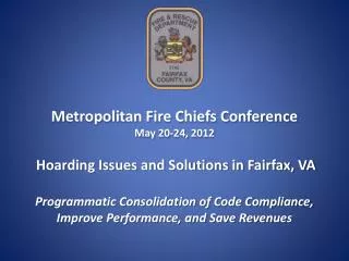 Metropolitan Fire Chiefs Conference May 20-24, 2012