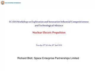 Richard Blott, Space Enterprise Partnerships Limited