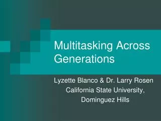 Multitasking Across Generations