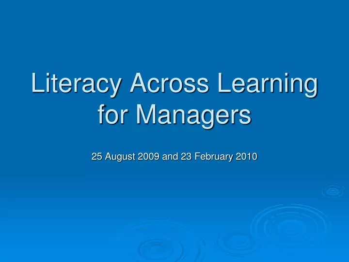 literacy across learning for managers