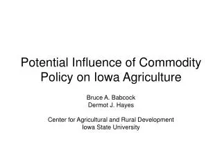 Potential Influence of Commodity Policy on Iowa Agriculture