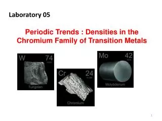 Laboratory 05 Periodic Trends : Densities in the Chromium Family of Transition Metals