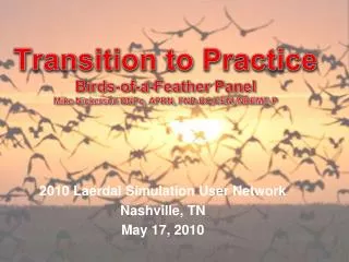 Transition to Practice Birds-of-a-Feather Panel Mike Nickerson DNPc, APRN, FNP-BC,CEN, NREMT-P