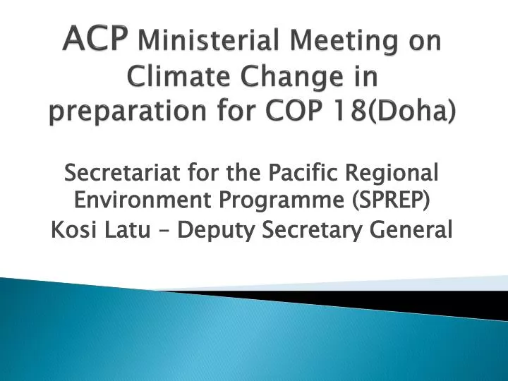 acp ministerial meeting on climate change in preparation for cop 18 doha