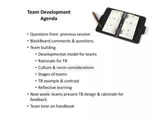 Team Development Agenda