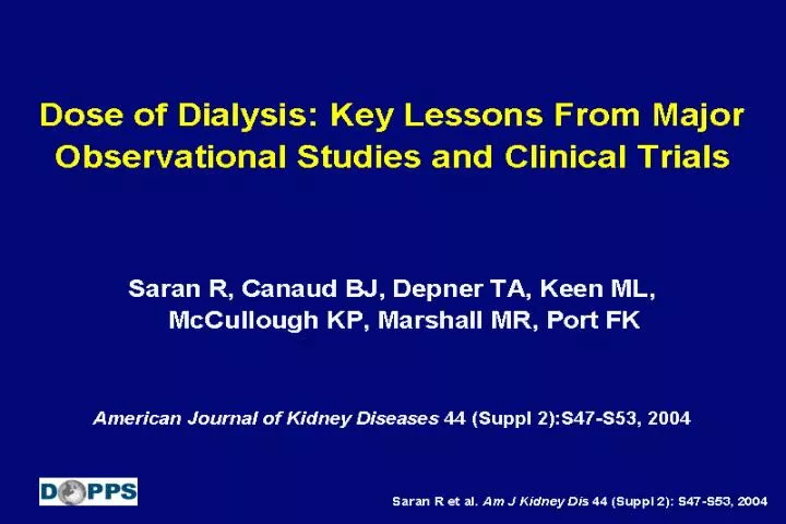 dose of dialysis key lessons from major observational studies and clinical trials