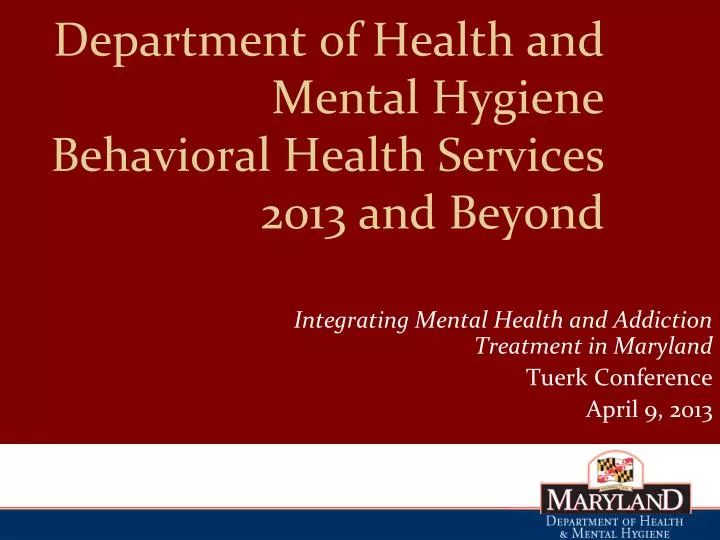 department of health and mental hygiene behavioral health services 2013 and beyond
