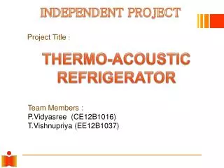 THERMO-ACOUSTIC REFRIGERATOR