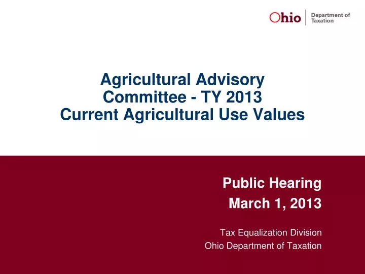 agricultural advisory committee ty 2013 current agricultural use values