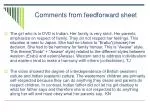 Comments from feedforward sheet