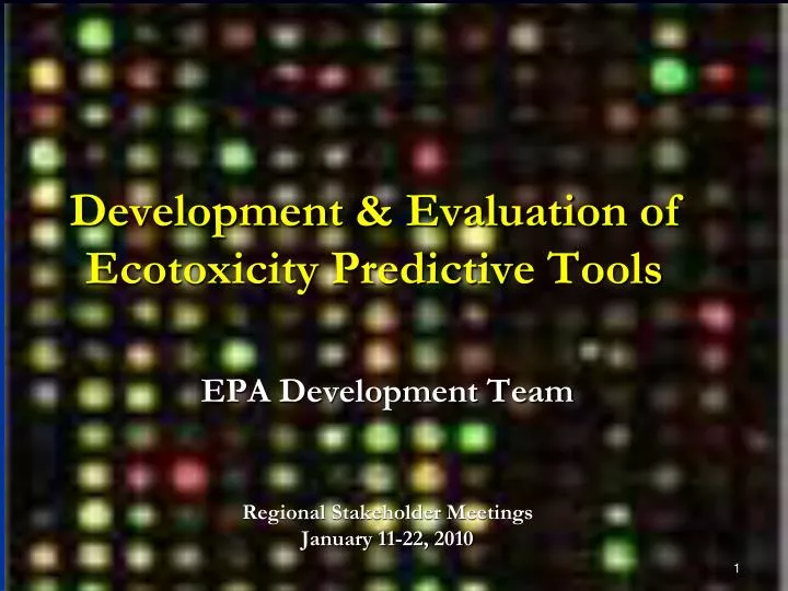 development evaluation of ecotoxicity predictive tools