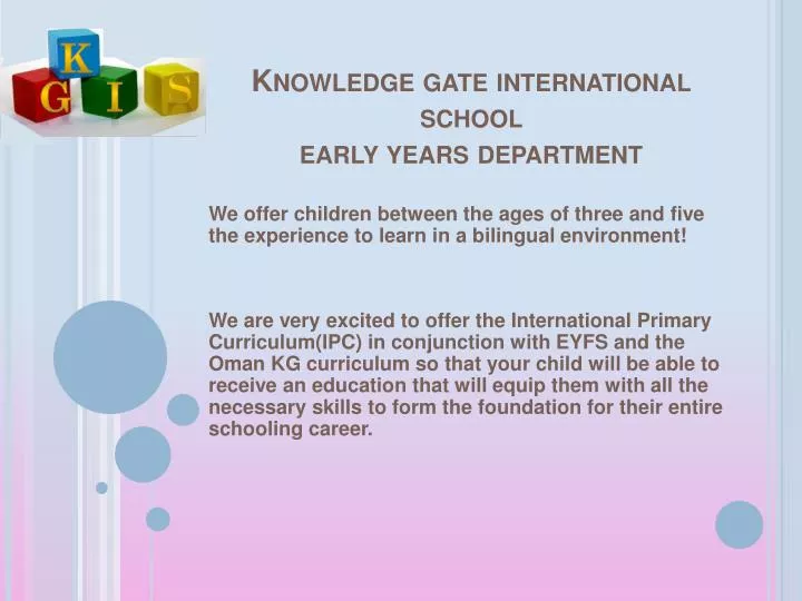 knowledge gate international school early years department