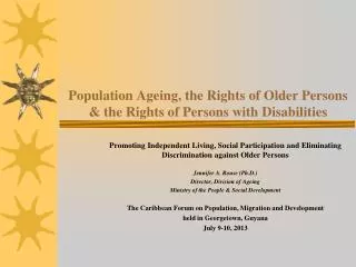 Population Ageing, the Rights of Older Persons &amp; the Rights of Persons with Disabilities