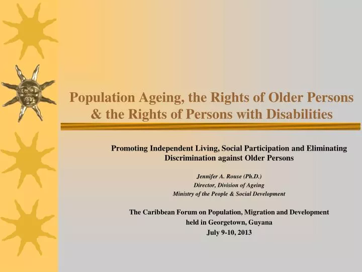 population ageing the rights of older persons the rights of persons with disabilities