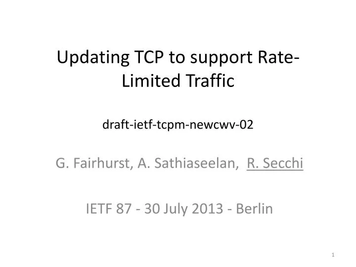 updating tcp to support rate limited traffic draft ietf tcpm newcwv 02