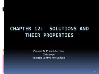 Chapter 12: Solutions and Their Properties