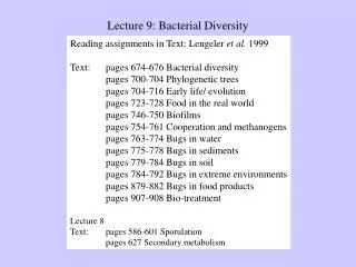 Lecture 9: Bacterial Diversity