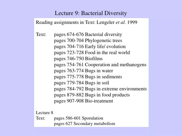lecture 9 bacterial diversity