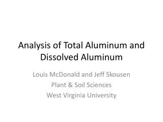 Analysis of Total Aluminum and Dissolved Aluminum