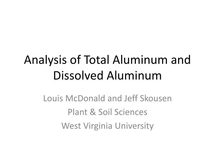 analysis of total aluminum and dissolved aluminum
