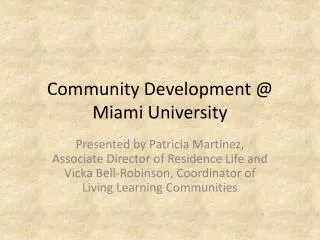 Community Development @ Miami University