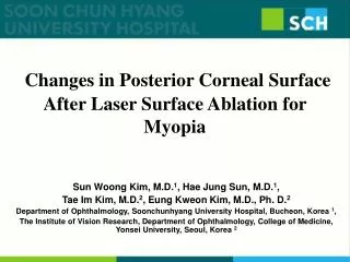 Changes in Posterior Corneal Surface After Laser Surface Ablation for Myopia