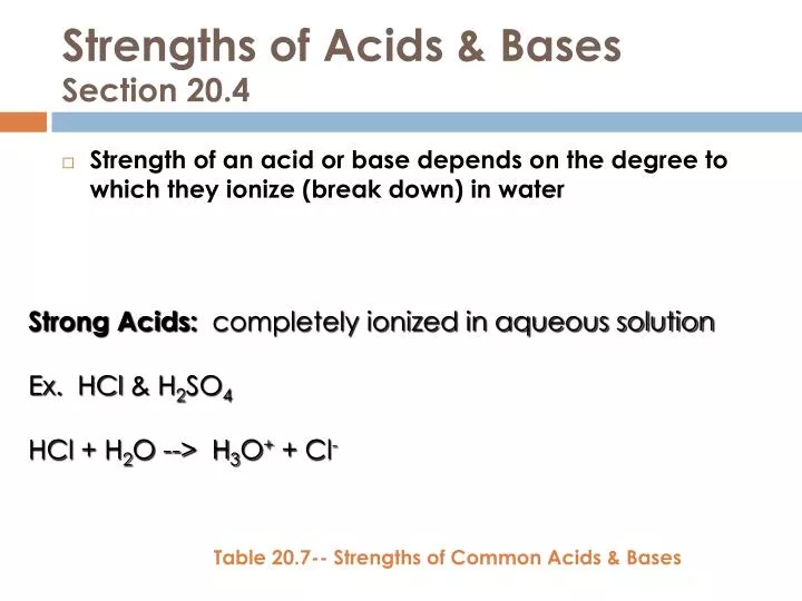 strengths of acids bases section 20 4