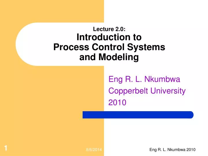 lecture 2 0 introduction to process control systems and modeling