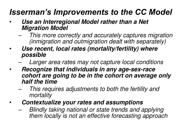 isserman s improvements to the cc model