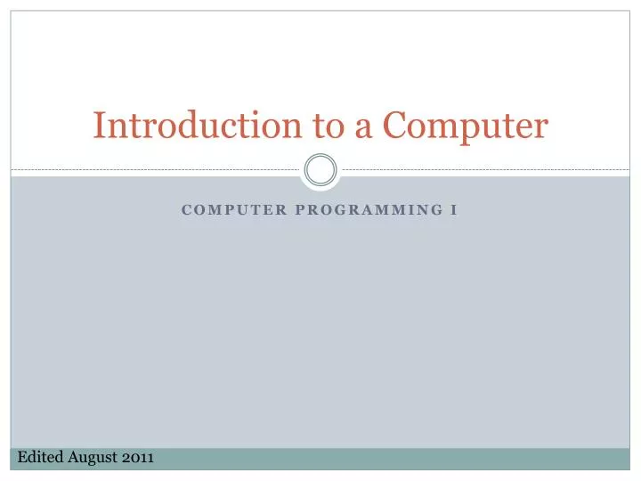 introduction to a computer