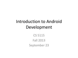 Introduction to Android Development