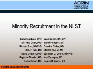 Minority Recruitment in the NLST