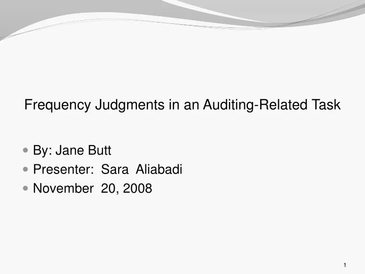 frequency judgments in an auditing related task