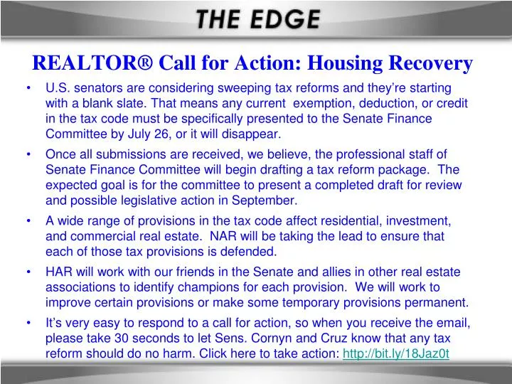 realtor call for action housing recovery